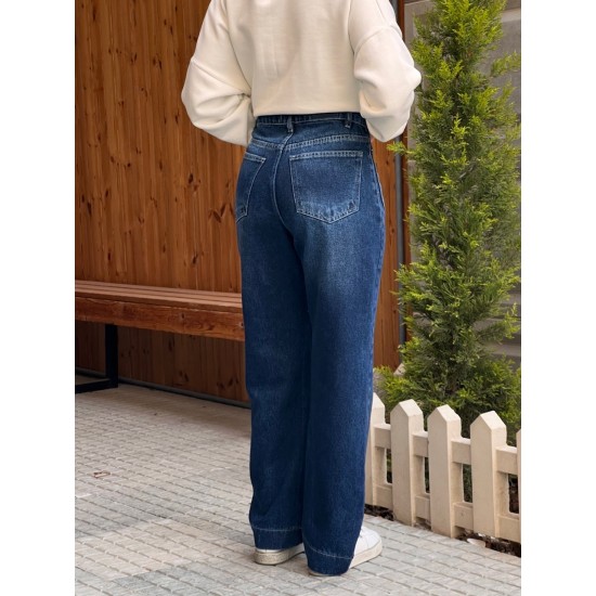 شلوار رگولار جین آبی جلو دوخت شلوار رگولار جین آبی جلو دوخت