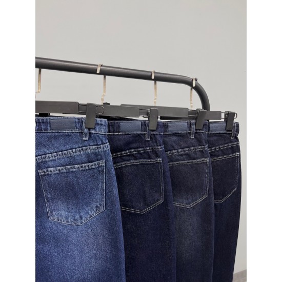 شلوار رگولار جین آبی جلو دوخت شلوار رگولار جین آبی جلو دوخت