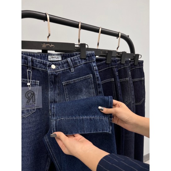 شلوار رگولار جین آبی جلو دوخت شلوار رگولار جین آبی جلو دوخت