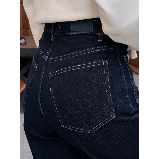 شلوار رگولار جین آبی جلو دوخت شلوار رگولار جین آبی جلو دوخت