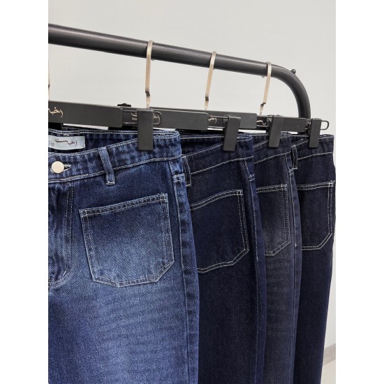 شلوار رگولار جین آبی جلو دوخت شلوار رگولار جین آبی جلو دوخت