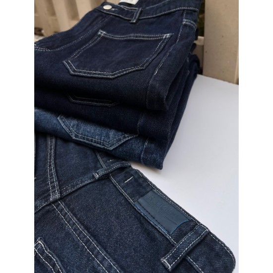 شلوار رگولار جین آبی جلو دوخت شلوار رگولار جین آبی جلو دوخت