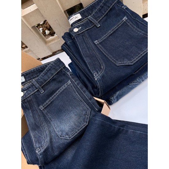 شلوار رگولار جین آبی جلو دوخت شلوار رگولار جین آبی جلو دوخت