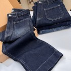 شلوار رگولار جین آبی جلو دوخت شلوار رگولار جین آبی جلو دوخت