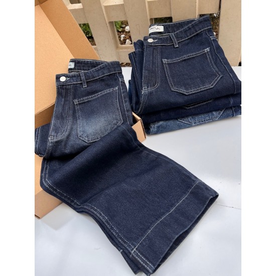 شلوار رگولار جین آبی جلو دوخت شلوار رگولار جین آبی جلو دوخت