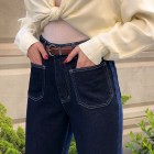 شلوار رگولار جین آبی جلو دوخت شلوار رگولار جین آبی جلو دوخت