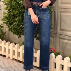 شلوار رگولار جین آبی جلو دوخت شلوار رگولار جین آبی جلو دوخت