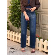 شلوار رگولار جین آبی جلو دوخت