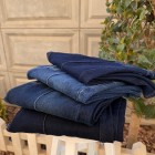 شلوار فلر بگ جین آبی جلو دوخت