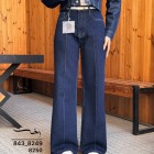 شلوار فلر بگ جین آبی جلو دوخت