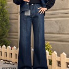 شلوار فلر بگ جین آبی جلو دوخت