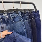 شلوار فلر بگ جین آبی جلو دوخت