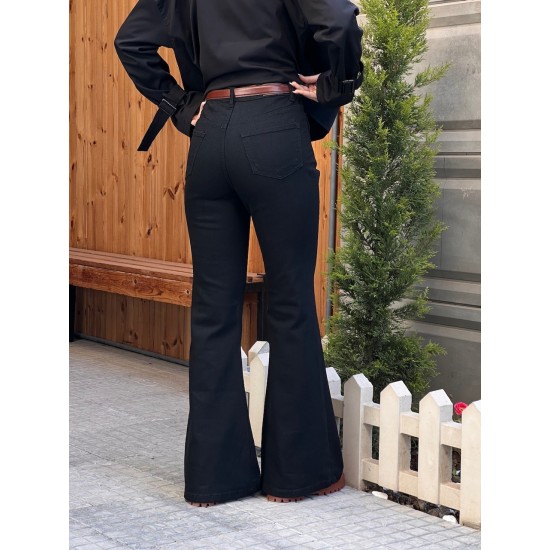 شلوار بوتکات جین مشکی و ذغالی جلو جیب