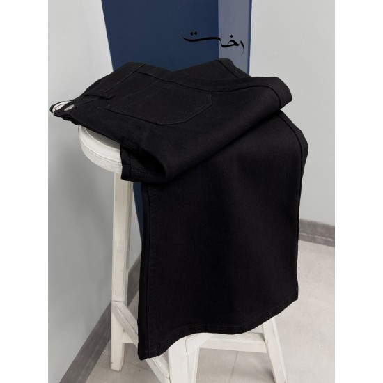 شلوار بوتکات جین مشکی و ذغالی جلو جیب