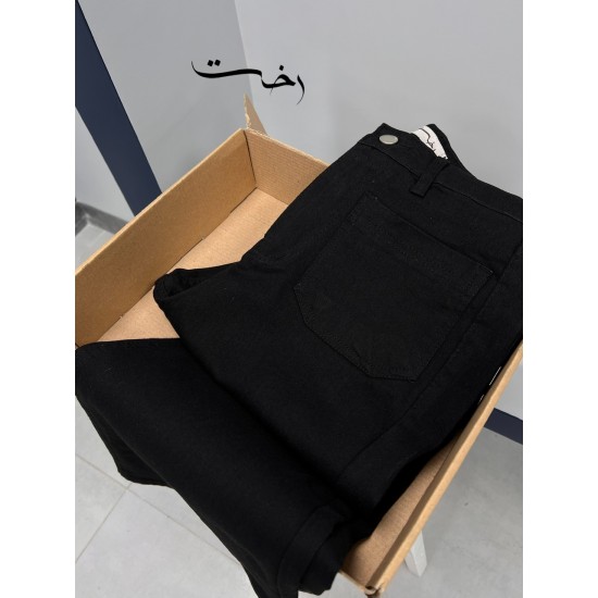 شلوار بوتکات جین مشکی و ذغالی جلو جیب