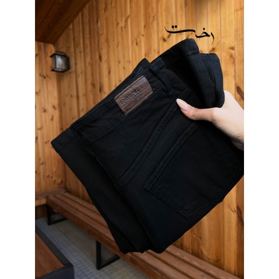 شلوار بوتکات جین مشکی و ذغالی جلو جیب