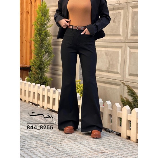 شلوار بوتکات جین مشکی و ذغالی جلو جیب