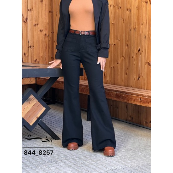 شلوار بوتکات جین مشکی و ذغالی جلو جیب