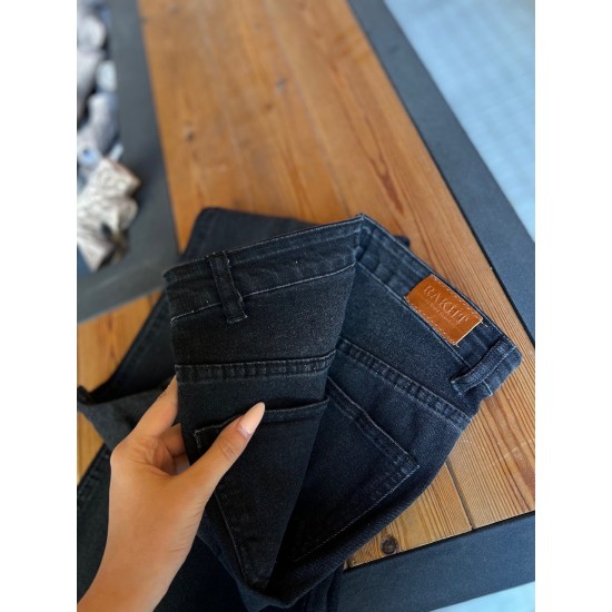 شلوار بوتکات جین مشکی و ذغالی جلو جیب