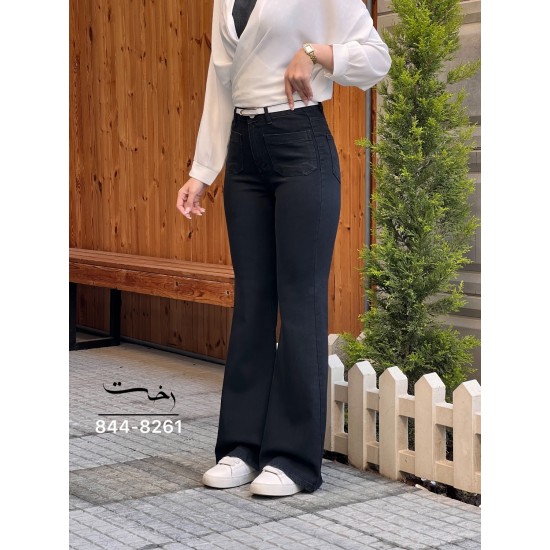 شلوار بوتکات جین مشکی و ذغالی جلو جیب