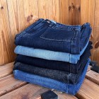 شلوار فلر بگ جین آبی جیب هلالی