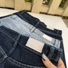 شلوار فلر بگ جین آبی جیب هلالی