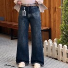 شلوار فلر بگ جین آبی جیب هلالی