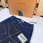 شلوار بوتکات جین آبی جیب هلالی