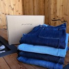 شلوار بوتکات جین آبی جیب هلالی