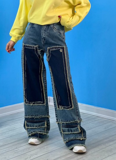 شلوار بگ تیکه دوزی اسپانیش شلوار بگ تیکه دوزی اسپانیش