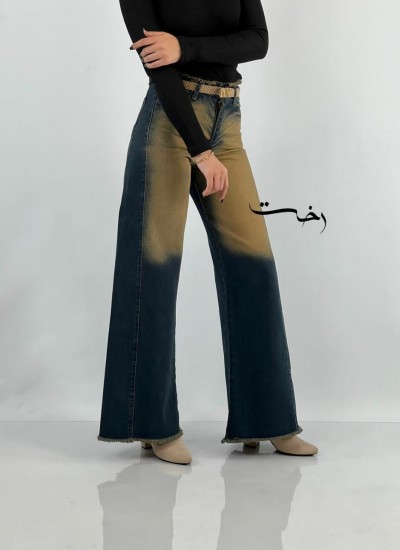 شلوار بگ شافل آبی تینتی  شلوار بگ شافل آبی تینتی