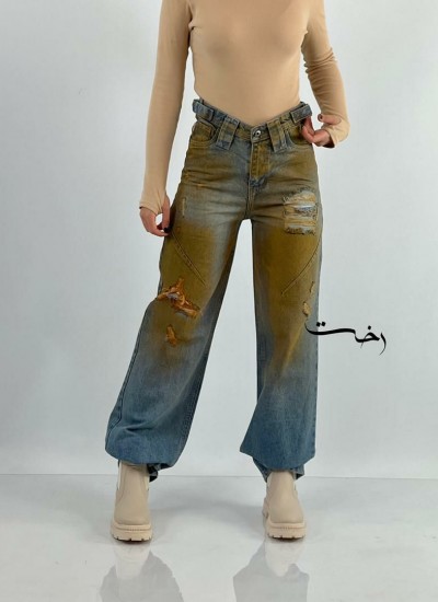 شلوار استریت جین کمر سگک دار شلوار استریت جین کمر سگک دار