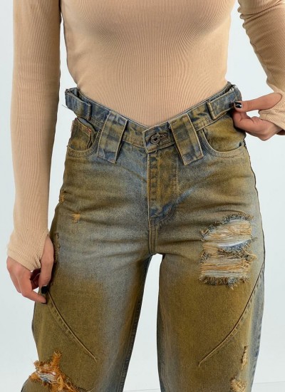 شلوار استریت جین کمر سگک دار شلوار استریت جین کمر سگک دار