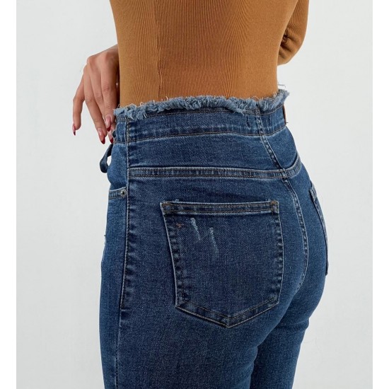 شلوار بوتکات جین کمر حلقه شلوار بوتکات جین کمر حلقه