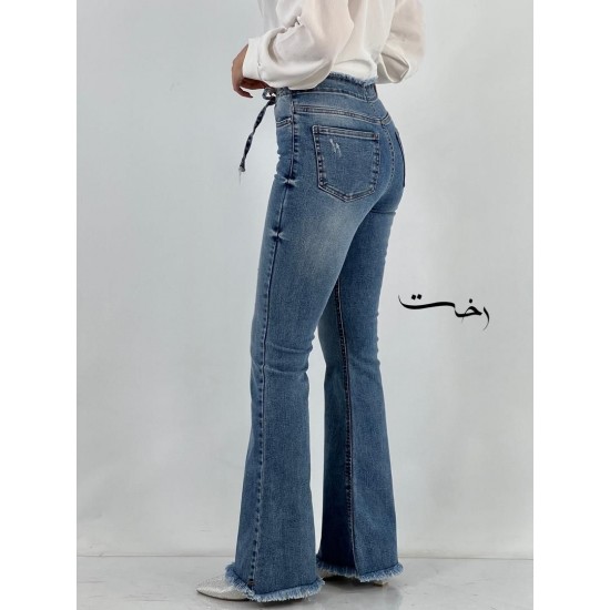 شلوار بوتکات جین کمر حلقه شلوار بوتکات جین کمر حلقه