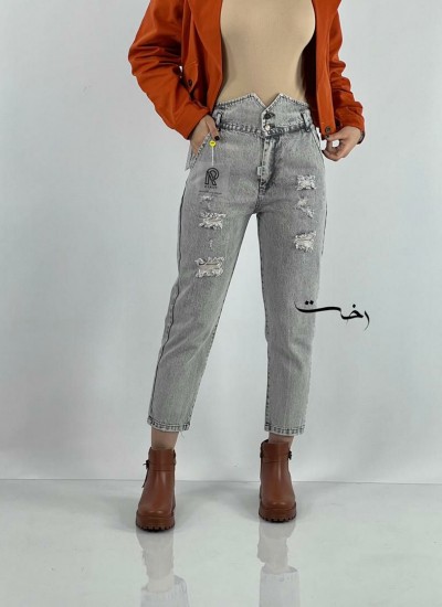 شلوار مام نقابدار جین 